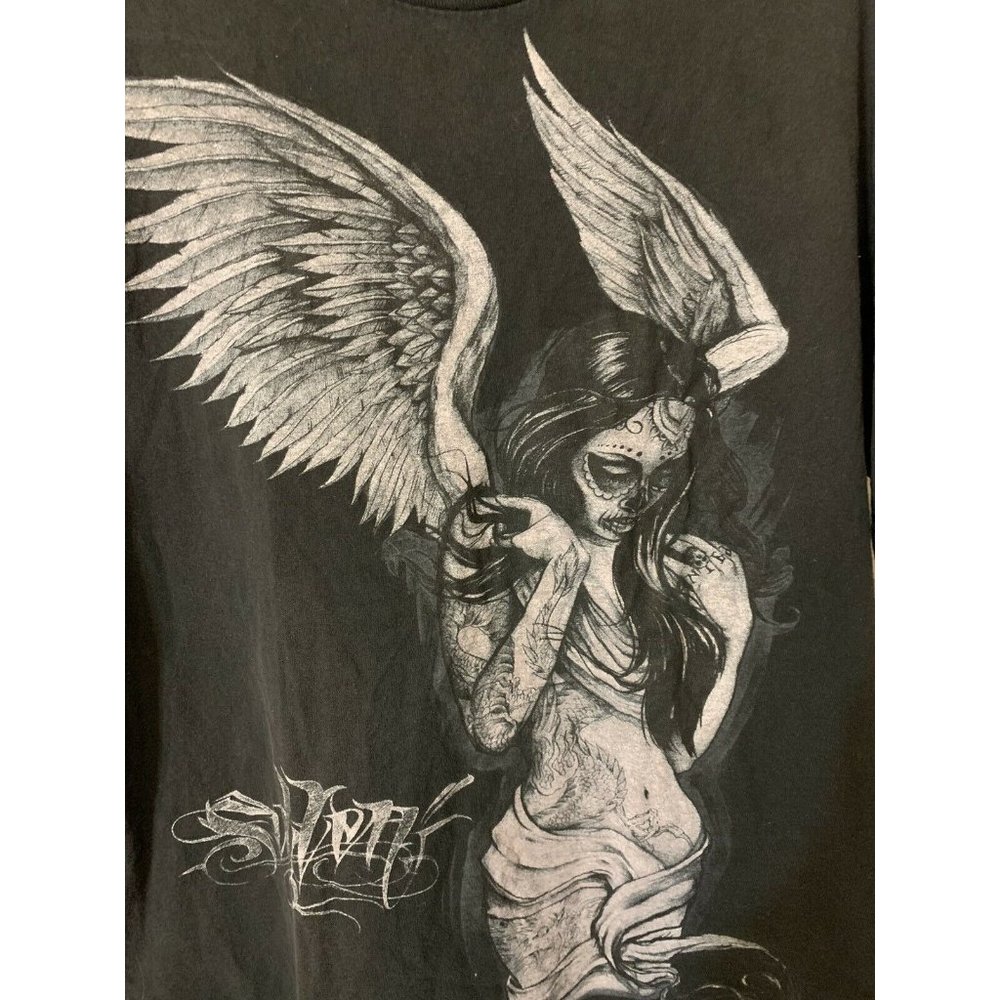 Sullen Art Collective Men’s Sz L‎ Graphic T-shirt Pin Up Gothic Winged Woman